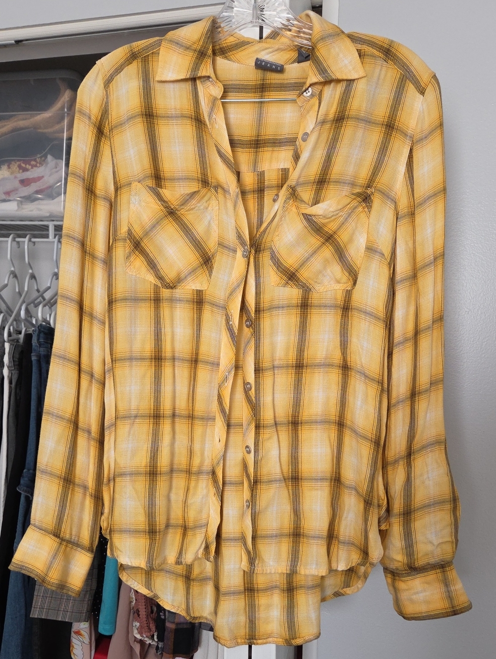 Soho Yellow Plaid Button-Down Shirt